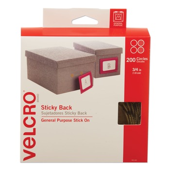  | Velcro 90140 0.75 in. Diameter Removable Adhesive Sticky-Back Fasteners with Dispenser Box - Beige (1-Roll)