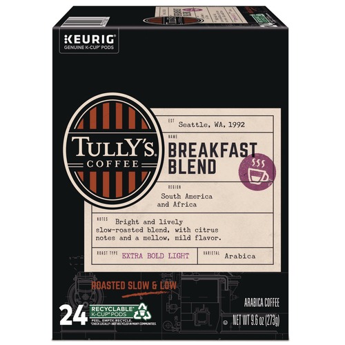 Coffee | Tully's Coffee 5000330027 Coffee K-Cups - Breakfast Blend (24/Box) image number 0
