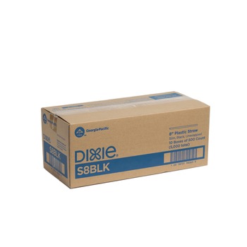 TABLETOP AND SERVEWARE | Dixie S8BLK 8 in. Plastic Slim Unwrapped Plastic Straws - Black (5000/Carton)