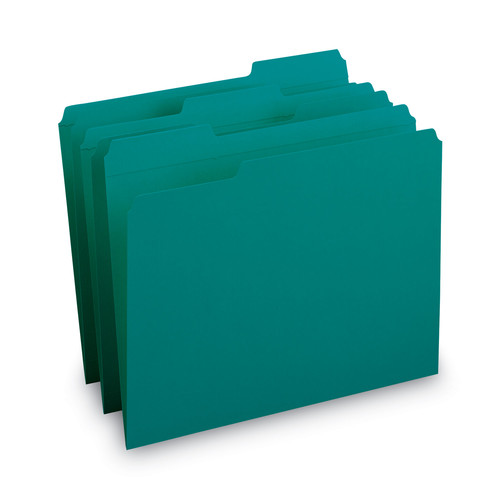 File Folders | Smead 13134 1/3-Cut Tabs Assorted Letter Size 0.75 in. Expansion Reinforced Top Tab Colored File Folders - Teal (100/Box) image number 0
