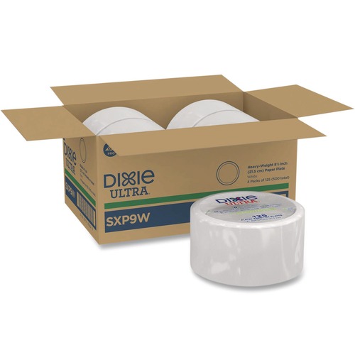 Bowls and Plates | Dixie Ultra SXP9W 8.5 in. Diameter Heavy-Weight Paper Plates (125/Pack, 4 Packs/Carton) image number 0