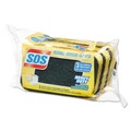 Sponges & Scrubbers | S.O.S. 91029 0.9 in. Thick 2.5 in. x 4.5 in. Heavy Duty Scrubber Sponge - Yellow/Green (3/Pack, 8 Packs/Carton) image number 4