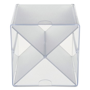 JUST LAUNCHED | Deflecto 350201 6 in. x 7.2 in. x 6 in. 4 Compartments X Divider Stackable Plastic Cube Organizer - Clear