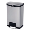Trash & Waste Bins | Rubbermaid Commercial 1901992 Slim Jim 13-Gallon Front Step Style Stainless Steel Step-On Container - Black image number 0