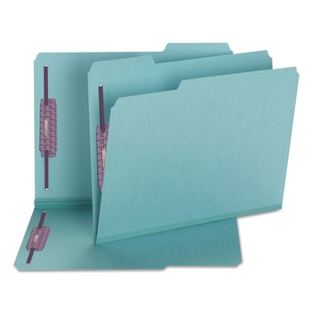 Smead 14937 2 in. Expansion Colored Pressboard Folders with 2 SafeSHIELD Coated Fasteners - Letter Size/Blue (25/Box)