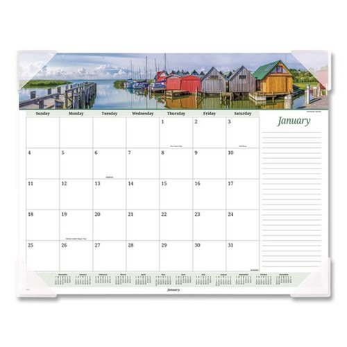 Back to School Sale | AT-A-GLANCE 89803 12-Month: Jan 2026 to Dec 2026 22 in. x 17 in. Seascape Panoramic Desk Pad - White Sheets, Clear Corners image number 0