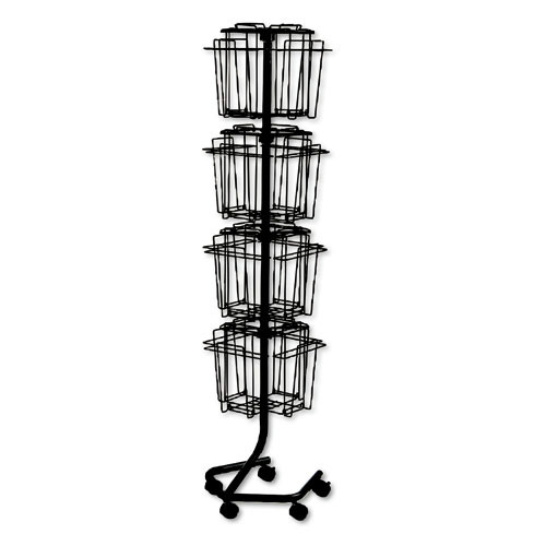 Office Filing Cabinets & Shelves | Safco 4139CH 15w x 15d x 60h 16-Compartment Wire Rotary Display Racks - Charcoal image number 0