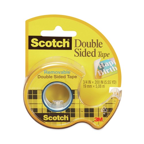 Just Launched | Scotch 667 0.75 in. x 33.33 ft. 1 in. Core Double-Sided Removable Tape in Handheld Dispenser - Clear (1 Roll) image number 0