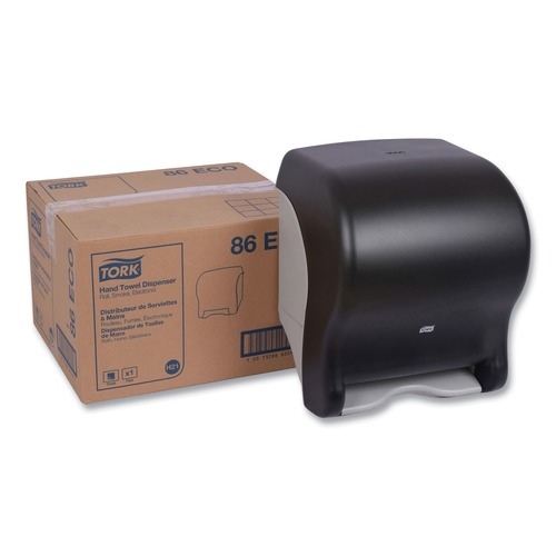 Paper Towel Holders | Tork 86ECO 11.78 in. x 9.12 in. x 14.39 in. Electronic Translucent Smoke Hand Towel Dispenser image number 0