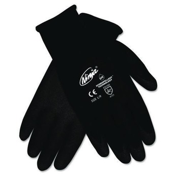CLEANING GLOVES | MCR Safety N9699M Ninja HPT PVC Coated Nylon Gloves - Medium/Black (1-Dozen)