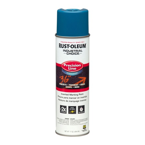 Painting | Rust-Oleum 203031CT 17 oz. Aerosol Can Industrial Choice M1800 System Water-Based Precision Line Marking Paint - Flat APWA Caution Blue (12/Carton) image number 0