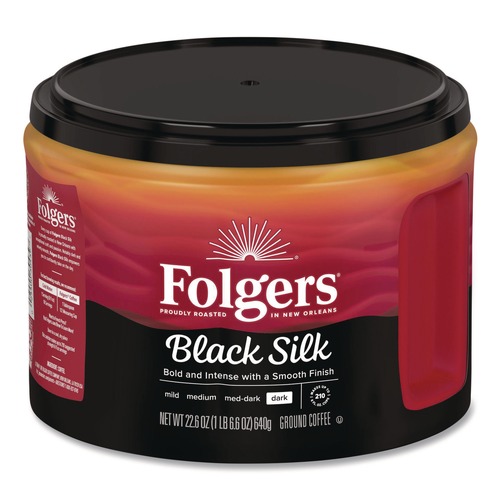 Coffee | Folgers 2550030439 22.6 oz. Canister Black Silk Coffee image number 0