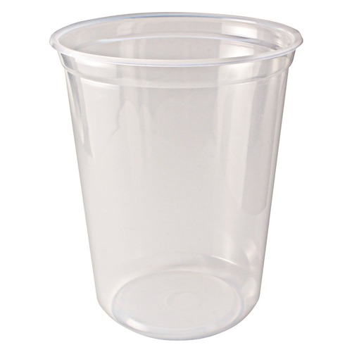 Food Trays, Containers, and Lids | Fabri-Kal 000000000009505104 4.6 in. Diameter x 5.6 in. h 32 oz Microwavable Plastic Deli Containers - Clear (500/Carton) image number 0