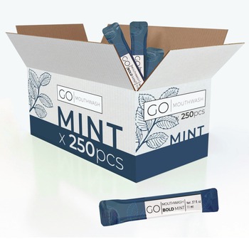  | Go Mouthwash MW250BOLD 0.37 oz. Individual Mouthwash Packets - Bold Mint Flavor (250/Box)