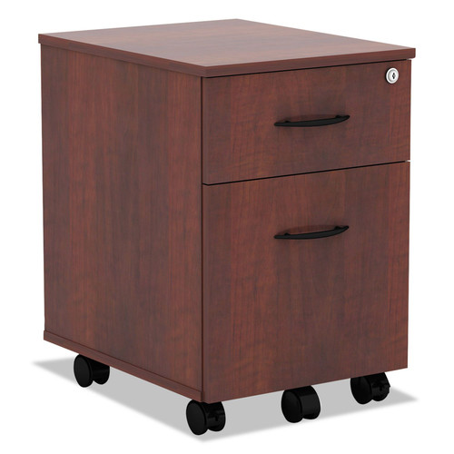 Office Carts & Stands | Alera ALEVABFMC Valencia Series 15.88 in. x 19.13 in. x 22.88 in. Legal/Letter 2-Drawer Mobile Pedestal - Medium Cherry image number 0