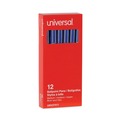 Pens | Universal UNV27411 Medium 1 mm Stick Ballpoint Pen - Blue Ink, Gray/Blue Barrel (1 Dozen) image number 5