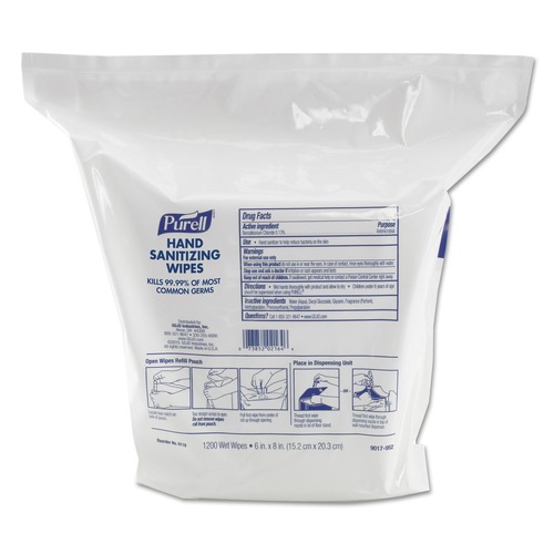 Hand Wipes | PURELL 9118-02 6 in. x 8 in. Fresh Citrus Scent Hand Sanitizing Wipes - White, (2/Carton) image number 0