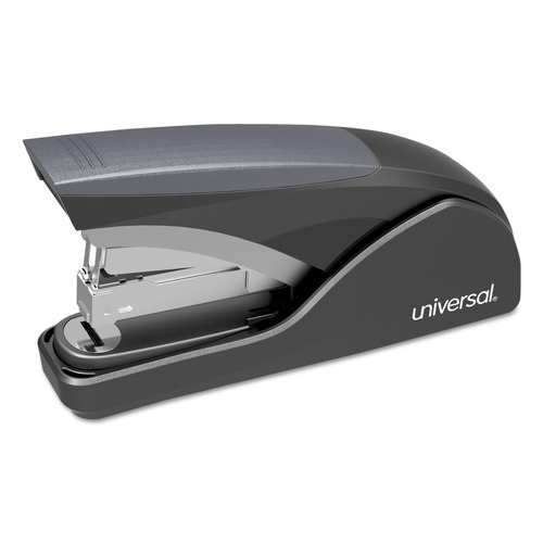 Staplers | Universal UNV43040 Deluxe Power Assist Flat-Clinch 25 Sheet Capacity Full Strip Stapler - Black/Gray image number 0