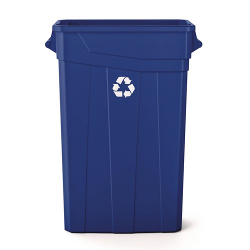 Trash & Waste Bins | Suncast Commercial TCNH2030BLR 23-Gallon Plastic Resin Slim Recycling Trash Can - Blue/White image number 0