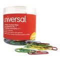 Paper Clips | Universal UNV95001 Plastic-Coated #1 Paper Clips with One-Compartment Dispenser Tub - Assorted Colors (500/Pack) image number 3