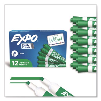EXPO 80004A Broad Chisel Tip Low-Odor Dry-Erase Marker - Green (1-Dozen)