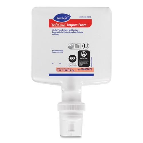 Hand Sanitizers | Diversey Care 100907873 1200 mL Cartridge Alcohol Scent Soft Care Impact Foam Hand Sanitizer for IntelliCare Dispensers (6/Carton) image number 0