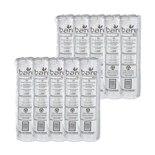 Food Trays, Containers, and Lids | SOLO LG8R-0090 Bare Eco-Forward ProPlanet Seal RPET Plastic Deli Container Recessed Lids Fits 8 oz. Volume Capacity - Clear (50/Pack, 10 Packs/Carton) image number 0