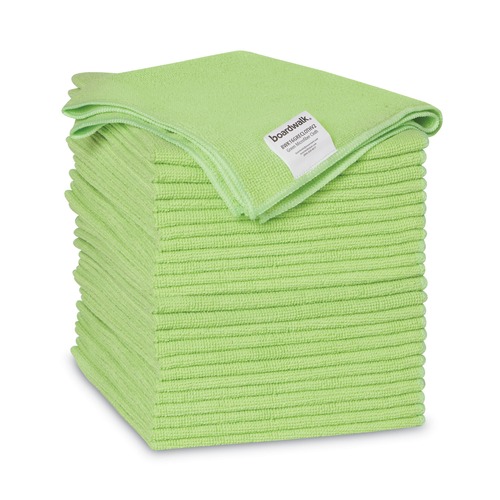 Cleaning Cloths | Boardwalk 2164037 16 in. x 16 in. Microfiber Cleaning Cloths - Green (24/Pack) image number 0
