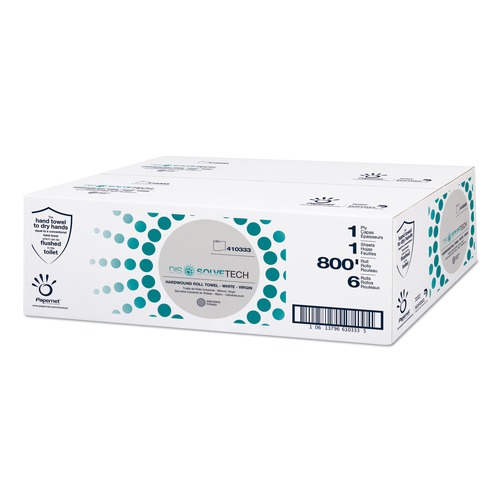 Paper Towels and Napkins | Papernet 410333 1-Ply 7.8 in. x 800 ft. DissolveTech Paper Towel - White (6/Carton) image number 0