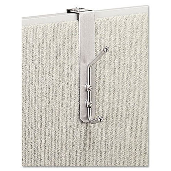 Safco 4167 Over-The-Panel Satin Aluminum/Chrome Double-Garment Hook