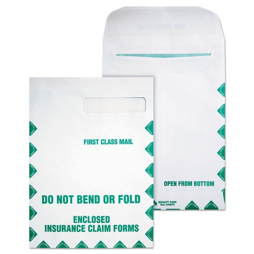 Envelopes & Mailers | Quality Park QUA54692 9 in. x 12.5 in. Redi-Seal Adhesive Closure Cheese Blade Flap Insurance Claim Form Envelope - White (100/Box) image number 0