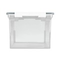File Folders | Storex 61530U01C 18.5 in. x 14.25 in. x 10.88 in. Portable Letter/Legal File Tote with Locking Handles - Clear/Silver image number 2