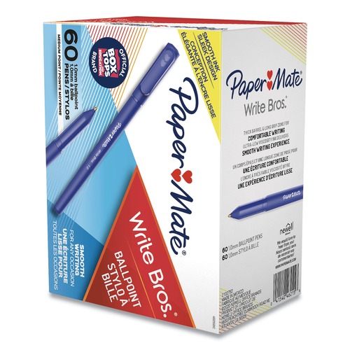 Pens | Paper Mate 4621501C 1 mm Write Bros. Medium Ballpoint Stick Pen Value Pack - Blue Ink/Blue Barrel (60/Pack) image number 0