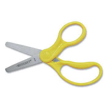 Westcott 13130 5 in. Long 1.75 in. Cut Length Straight Handle Rounded Tip Kids Scissors - Randomly Assorted Handle Color