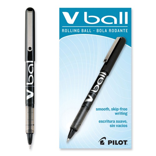 Pens | Pilot 35200 VBall Extra-Fine 0.5 millimeter Stick Liquid Ink Rollerball Pen - Black Ink/Black/Clear Barrel (1-Dozen) image number 0