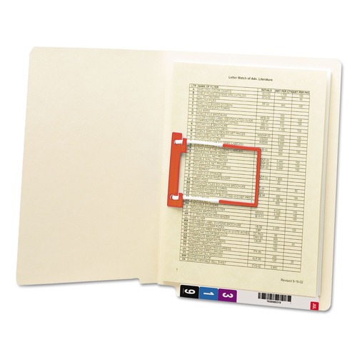File Folders | Smead 34112 Heavyweight Reinforced End Tab U-Clip Fastener Folders - Letter, Manila (50/Box) image number 0