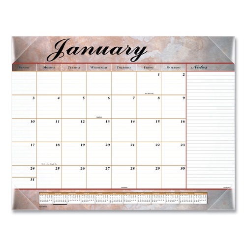Bulletin Boards | AT-A-GLANCE 89702 12-Month (Jan to Dec): 2026 22 in. x 17 in. Marbled Stone Artwork Marbled Desk Pad - White/Multicolor Sheets, Clear Corners image number 0