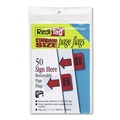 Page Flags | Redi-Tag B76809 Sign Here Removable/Reusable Page Flags - Red (50/Pack) image number 1