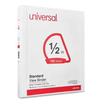 Universal UNV20702 0.5 in. Capacity 11 in. x 8.5 in. 3 Slant D-Rings View Binder - White