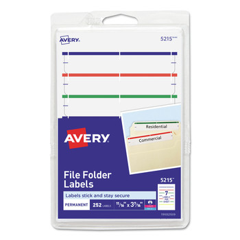 Avery 05215 0.69 in. x 3.44 in. Permanent File Labels - White (252/Pack)