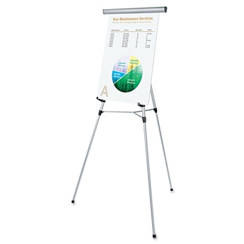 Universal UNV43050 3 Leg Telescoping Easel with Pad Retainer Adjusts 34 in. to 64 in. - Aluminum, Silver