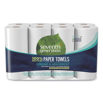 Seventh Generation 13739 2-Ply 11 x 5.4 100 Percent Recycled Paper Kitchen Towel Rolls (32/Carton)