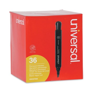 MARKERS | Universal UNV07050 Broad Chisel Tip Permanent Marker - Black (36/Pack)