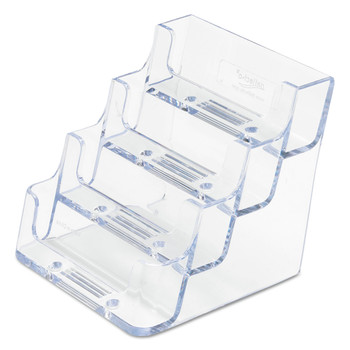 Deflecto 70841 3.94 in. x 3.5 in. x 3.75 in. Plastic 4-Pocket Business Card Holder - Clear
