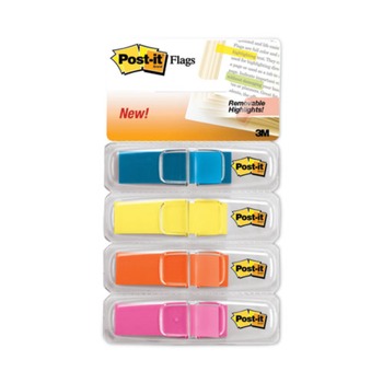 Post-it Flags 683-4ABX 0.5 in. x 1.75 in. Highlighting Page Flags - 4 Assorted Bright Colors (140/Pack)
