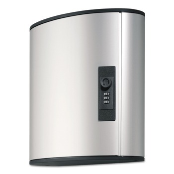 Durable 196623 36-Key 11.75 x 4.63 x 11 Brushed Aluminum Locking Key Cabinet - Silver