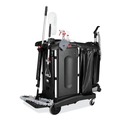 Cleaning Carts | Rubbermaid Commercial 1861427 Executive High Security 23.1 in. x 39.6 in. x 27.5 in. Janitorial Cleaning Cart - Black image number 4
