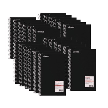 Universal UNV66410 9.5 in. x 6 in. 3-Subject Medium/College Rule Wirebound Notebook - Black Cover