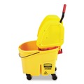 Mop Buckets | Rubbermaid Commercial FG757788YEL 35 qt. WaveBrake 2.0 Down-Press Plastic Bucket/Wringer Combos - Yellow image number 3