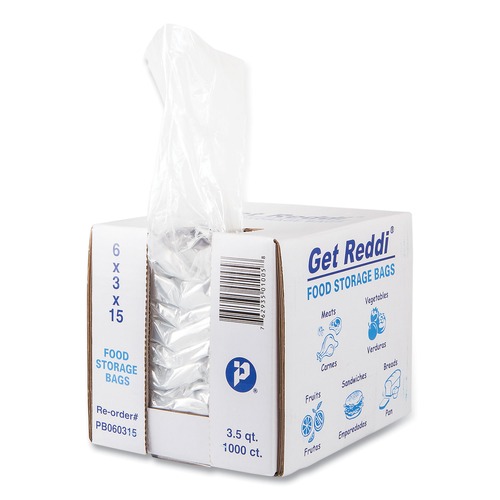 Food Service | Inteplast Group PB060315 6 in. x 3 in. x 15 in. 112 oz. Food Bags - Clear (1000/Carton) image number 0